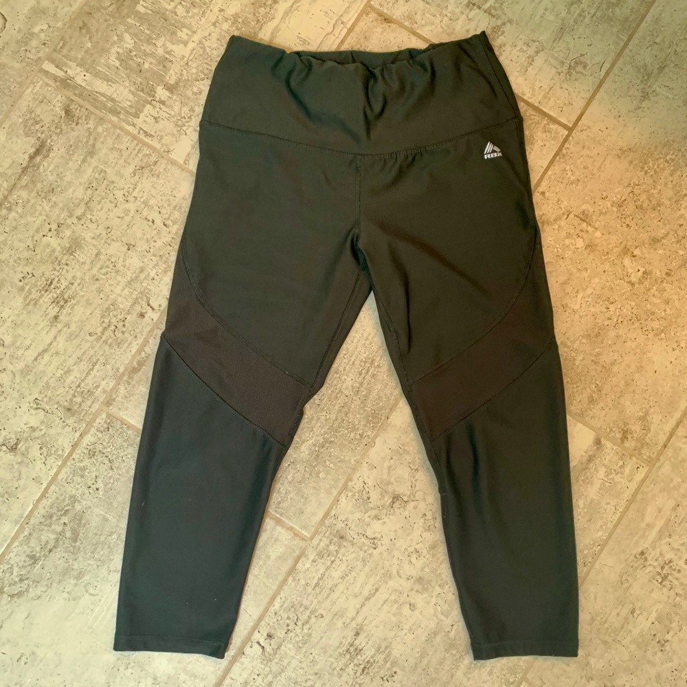 RBX black crop leggings with mesh detail